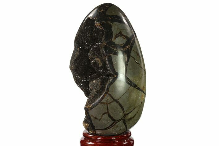 Septarian Dragon Egg Geode - Black Crystals #137935